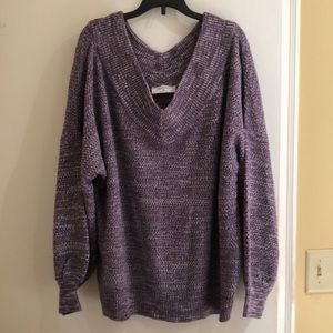 Purple Zenana wide neck / off the shoulder sweater